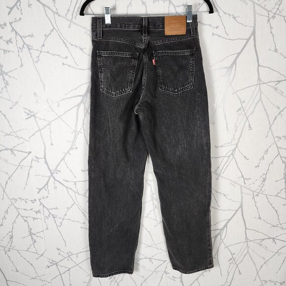 Levi's Black Wash Rigid Denim High Rise Dad Jeans - Picture 3 of 9